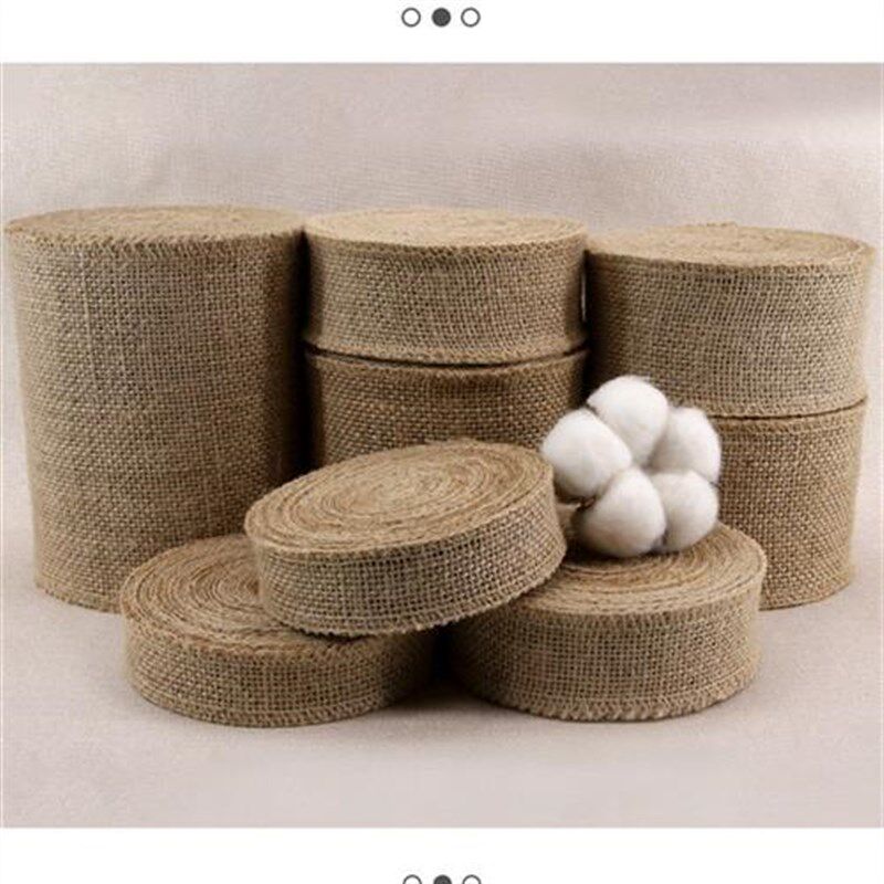 加厚加宽编织黄麻布料手工diy装饰圣诞布条材料布带麻绳织带辅料