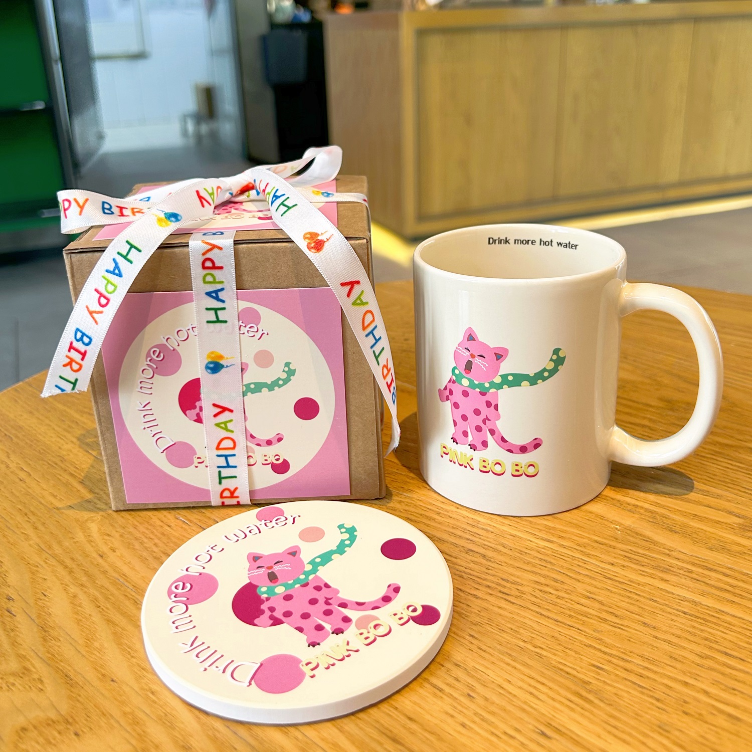 【波猫与浪兔】礼盒装原创设计粉色波点猫陶瓷杯生日礼物咖啡杯子 餐饮具 马克杯 原图主图