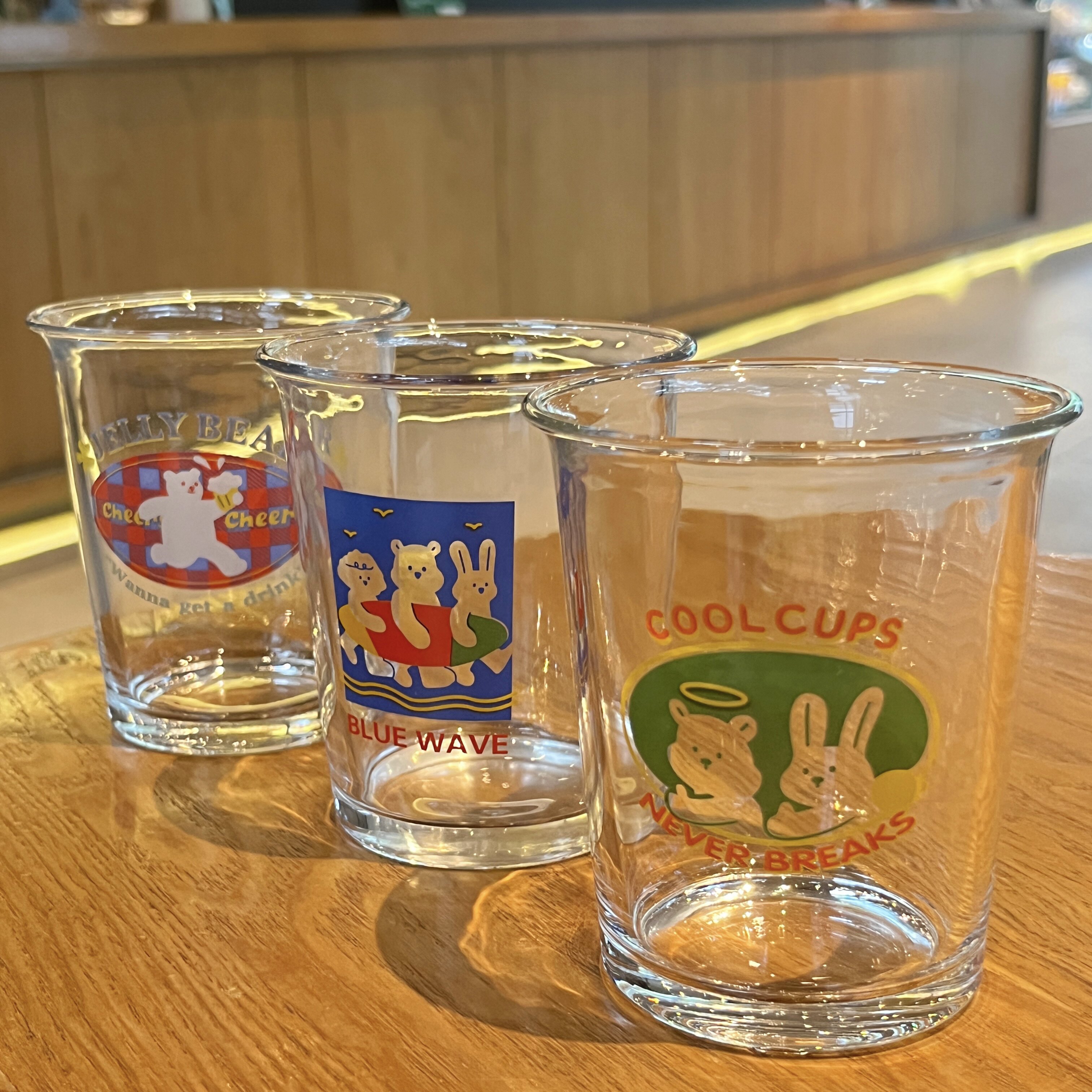 【波猫与浪兔】玻璃水杯可爱翻口玻璃杯