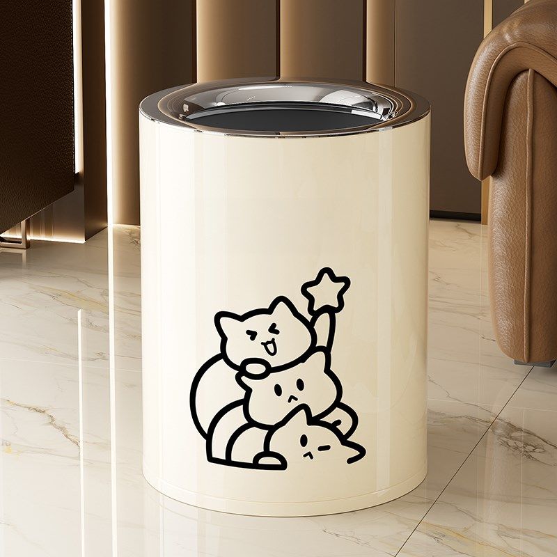 精选可爱猫咪不锈钢垃圾桶2025新款家用儿童房客厅卧室无盖纸篓大,家庭/个人清洁工具,垃圾桶,淘宝优惠券,粉丝福利购,淘宝优惠卷