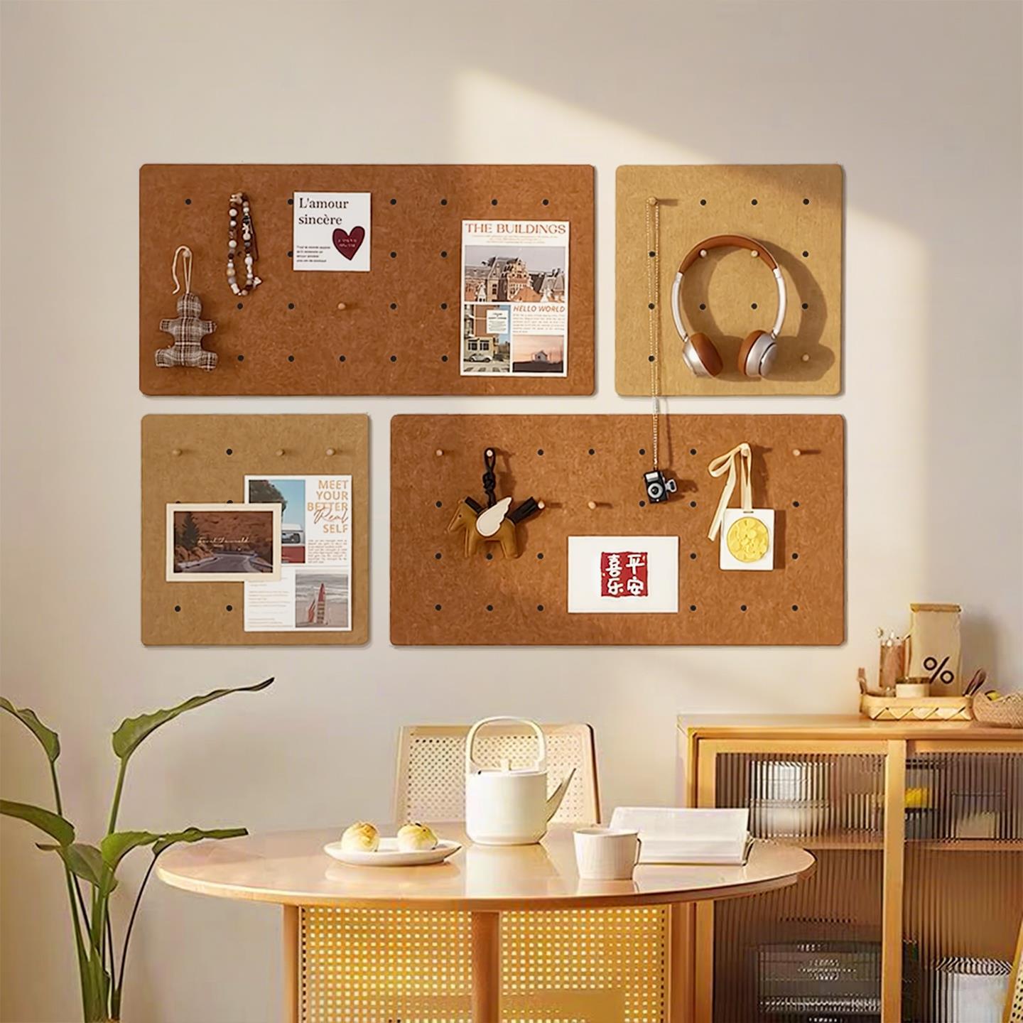 方形洞板毛毡板墙贴免打孔留言板装饰展示板自粘墙面收纳照片墙