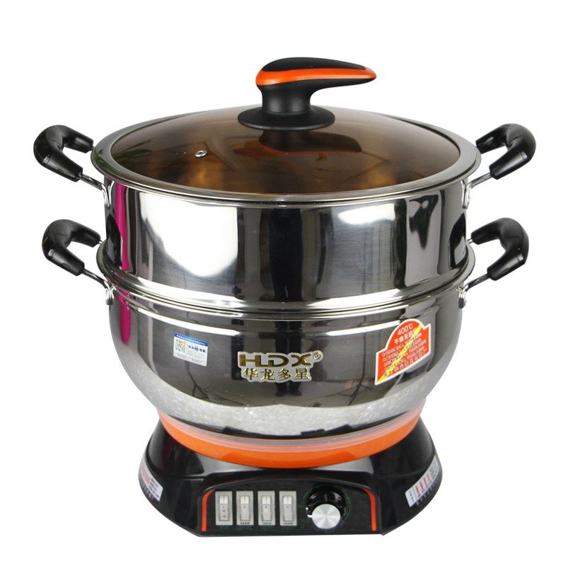 精选华龙多星电热锅多功能不锈钢家用电炒锅电煮锅多用锅火锅锅食