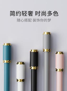 蓝色罗马杆窗帘杆单杆支架托双杆杆子固定座全套铝合金轨道打孔式