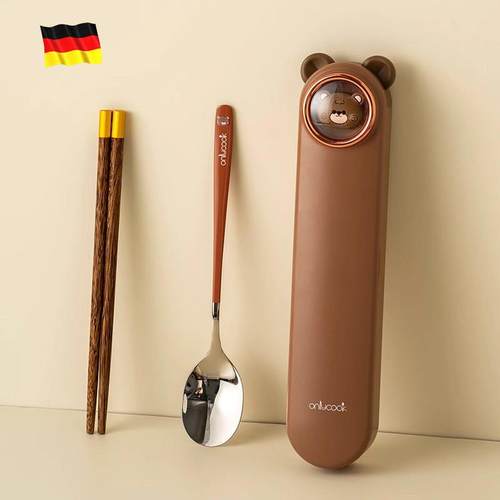 德国2025新款儿童可携式餐具盒小学生304不锈钢单人筷子勺子套装