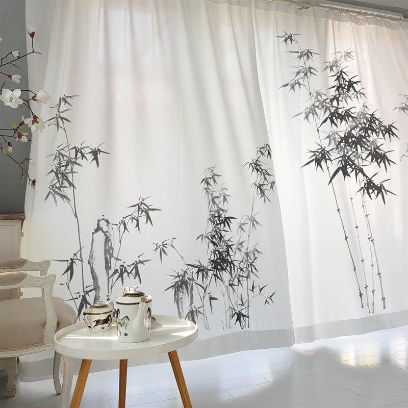 精选中式日式古典亚麻加厚遮光客厅茶室卧室高档个性成品定制窗帘