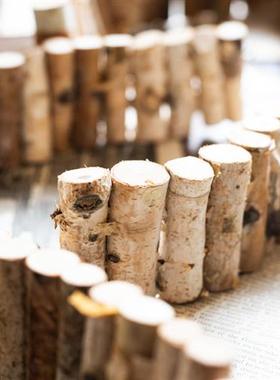 JK慕空间  白桦实木栅栏花盆围栏室内花园庭院装饰小篱笆造景摆件