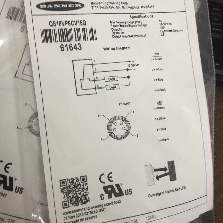 议价QS18VP6CV15Q 邦纳BANNER 光电传器 QS18VN6CV15Q 详