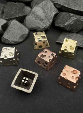 纯铜个性暗黑风三色奶酪键帽个性创意十字轴奶酪机械键盘专用diy