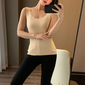 CW俞兆林秋冬款磨毛无痕亲肤保暖德容高弹力圆领小背心