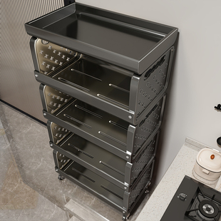 厨房可移动菜篮子置物架多层落地台面家用水果蔬菜多功能收纳推车