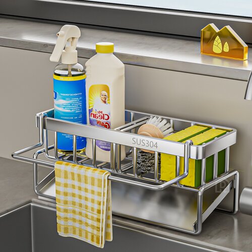 304不锈钢水槽抹布沥水架大容量