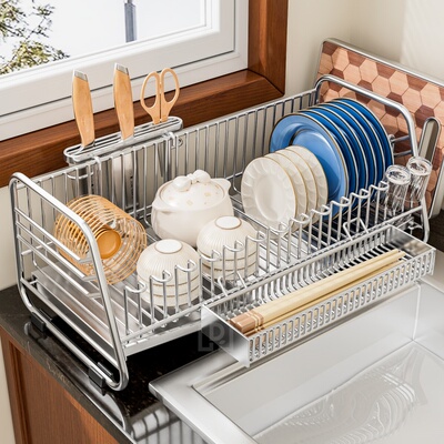 304不锈钢沥水碗碟架台面置物架