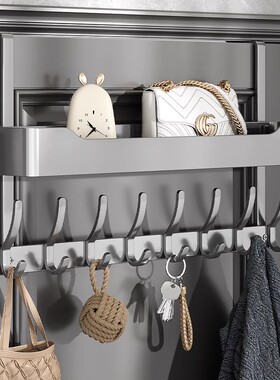 门后挂钩衣服挂架免打孔帽子收纳挂衣架厨房卧室壁挂门上置物神器