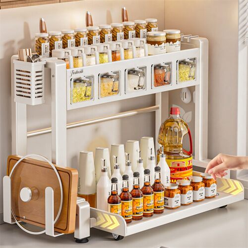 抽拉式厨房调料品置物架刀筷架