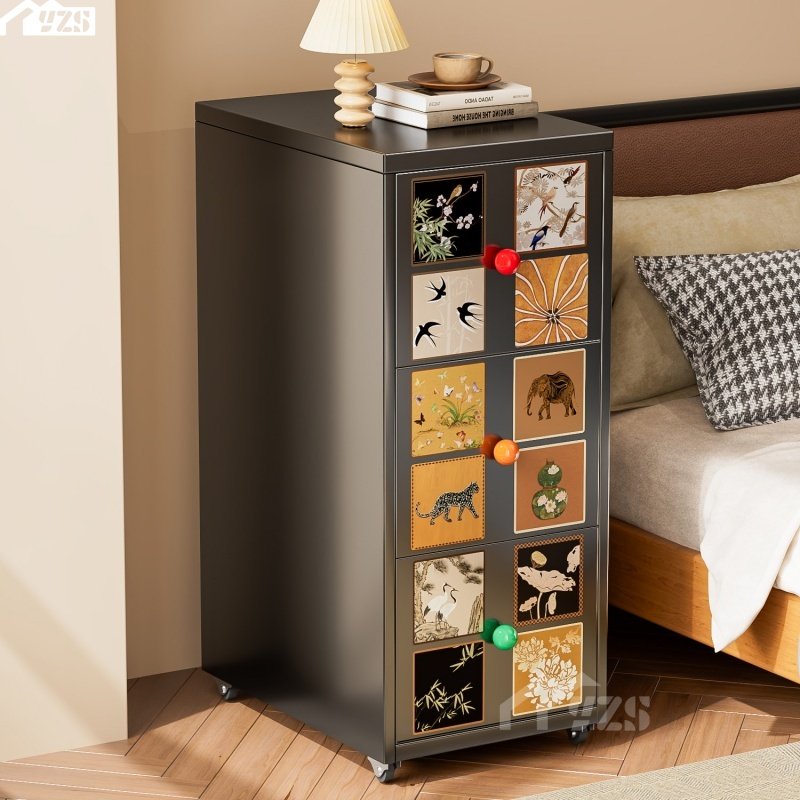 中古风床头柜子家用卧室2025新款小户型轻奢高级感创意小窄收纳柜,住宅家具,床头柜,淘宝优惠券,粉丝福利购,淘宝优惠卷