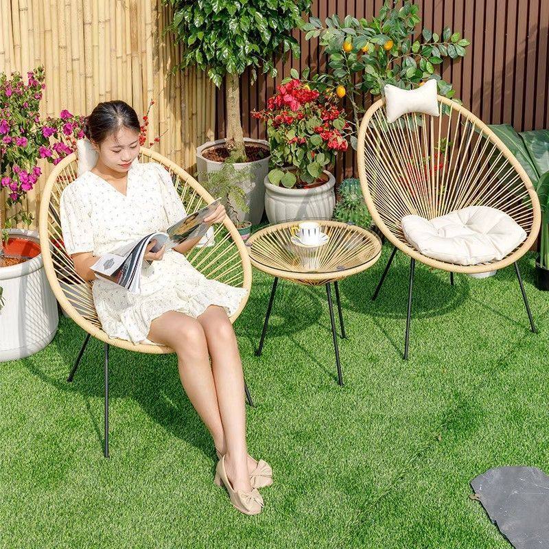 北欧室内阳台桌椅休闲藤椅网红ins爆款一桌二椅简约茶几圆形桌椅,户外/登山/野营/旅行用品,户外桌椅套装,淘宝优惠券,粉丝福利购,淘宝优惠卷