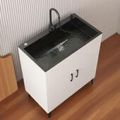 厨房洗菜盆一体柜厨房不锈钢洗菜家用水槽出租房柜单双槽简易洗碗