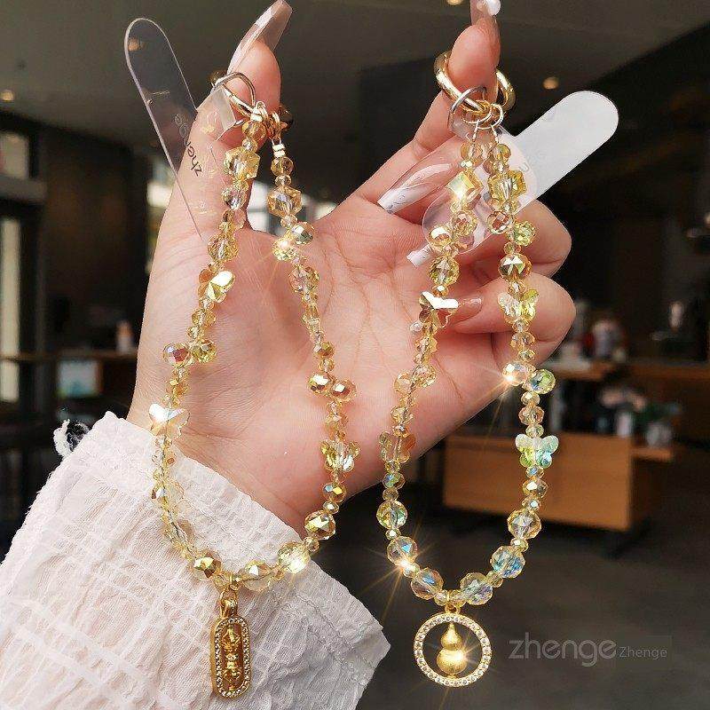 双域精品手作吊坠水晶手机炼金刚葫芦高端手机壳挂件串珠手腕挂饰