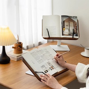 精选橡木阅读架儿童阅读支架看书学生读书书架桌面可升降旋转款书