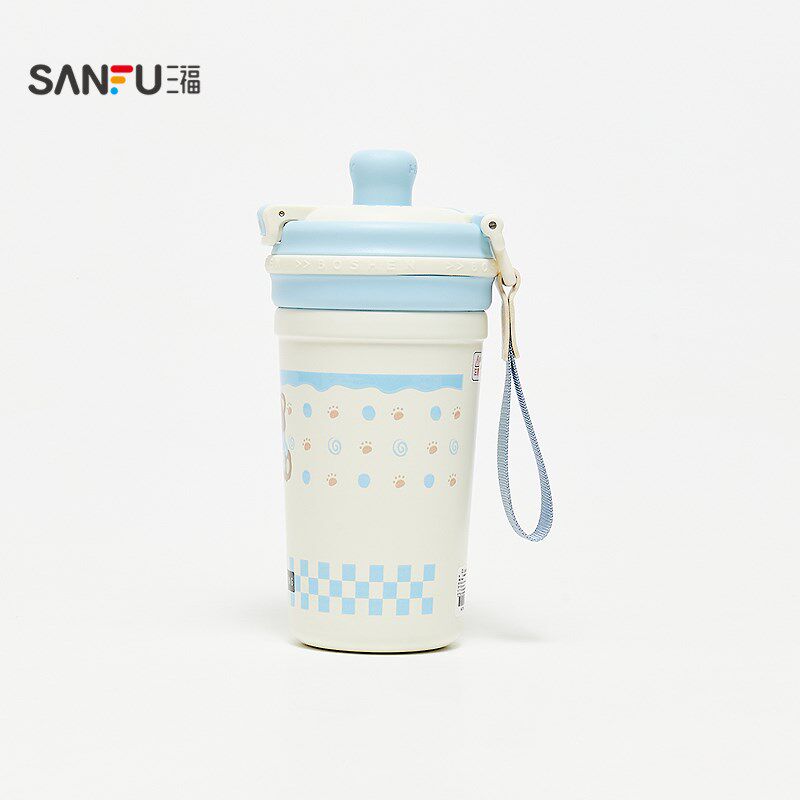 三福缔卡洛卡咖啡双饮不锈钢杯410ML 创意时尚保温杯843272