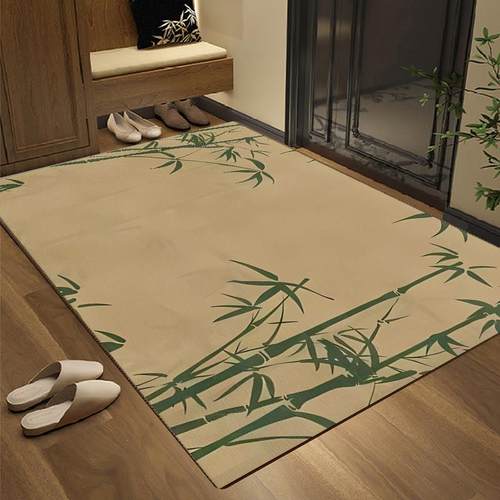 新中式进门地垫轻奢入户防滑门垫门口竹子圈绒大门口内高级感地毯