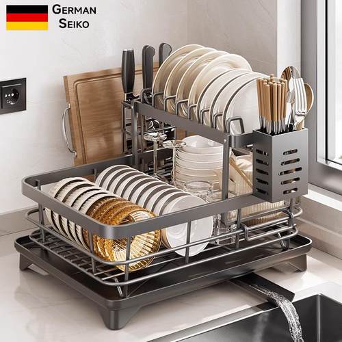 德国碗碟收纳层架沥水碗架碗盘碗筷放碗碟子盘子双层新款厨房置物