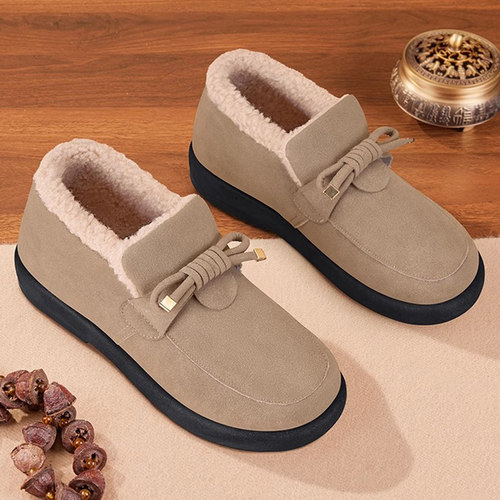 老北京棉鞋加绒外穿一脚蹬雪地靴