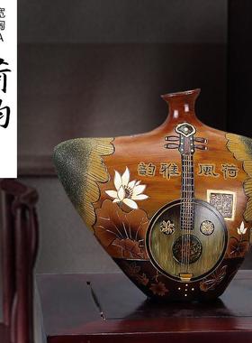 非遗彩陶瓷国风中式客厅摆件博古架玄关办公室书柜家居装饰品礼物