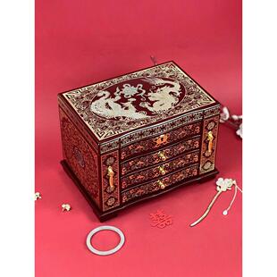 螺钿镶嵌首饰盒非遗推光漆器复古高档精致梳妆盒大容量首饰箱妆奁