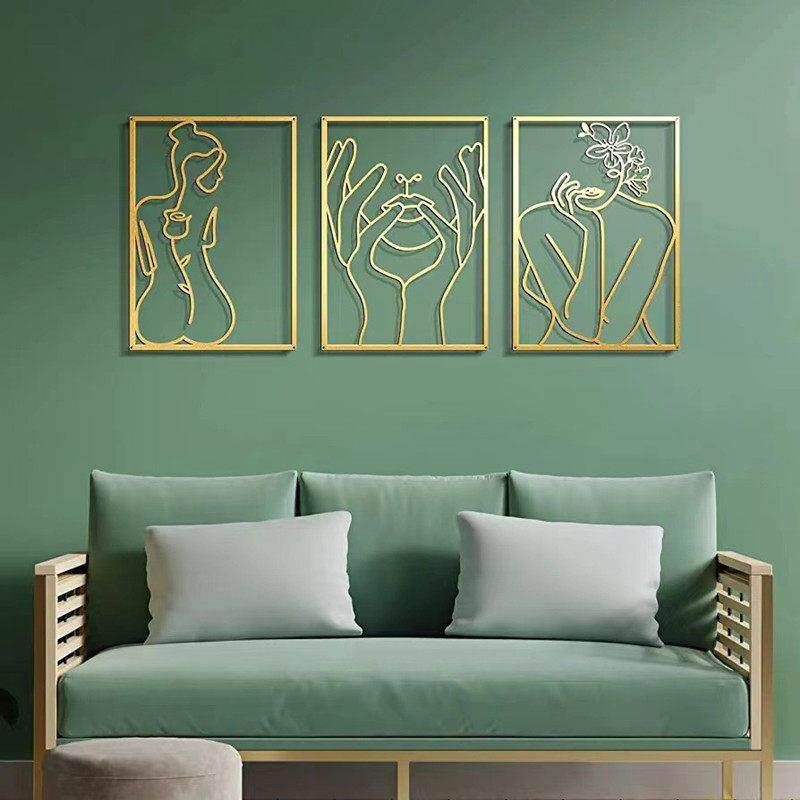 北欧轻奢抽象艺术人物挂画装饰挂件电视背景墙创意铁艺墙面挂饰