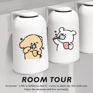 小狗磁性儿童漱口水杯牙刷杯一对模型对壁挂式不锈钢牙杯倒置