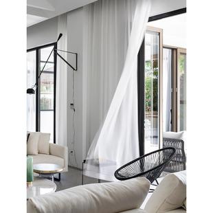 圣奇尼轻奢后现代薄细纱白色雪纺柔软高垂感窗纱白纱透光不透人