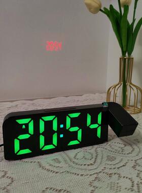 新型多功能简易投影闹钟桌面夜光闹钟智能投影闹钟床头静音电子闹
