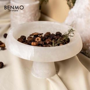 饰 收纳天然洞石北欧自然家居装 样板间创意艺术摆件 托盘欧式 本墨