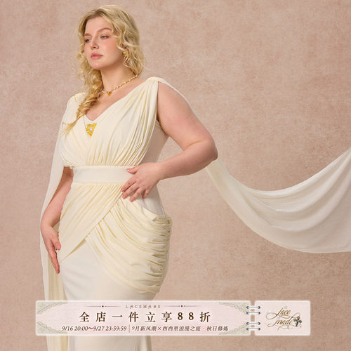 LaceMade大码女装 神殿序曲 法式复古宫廷风白色连衣裙夏季女新款