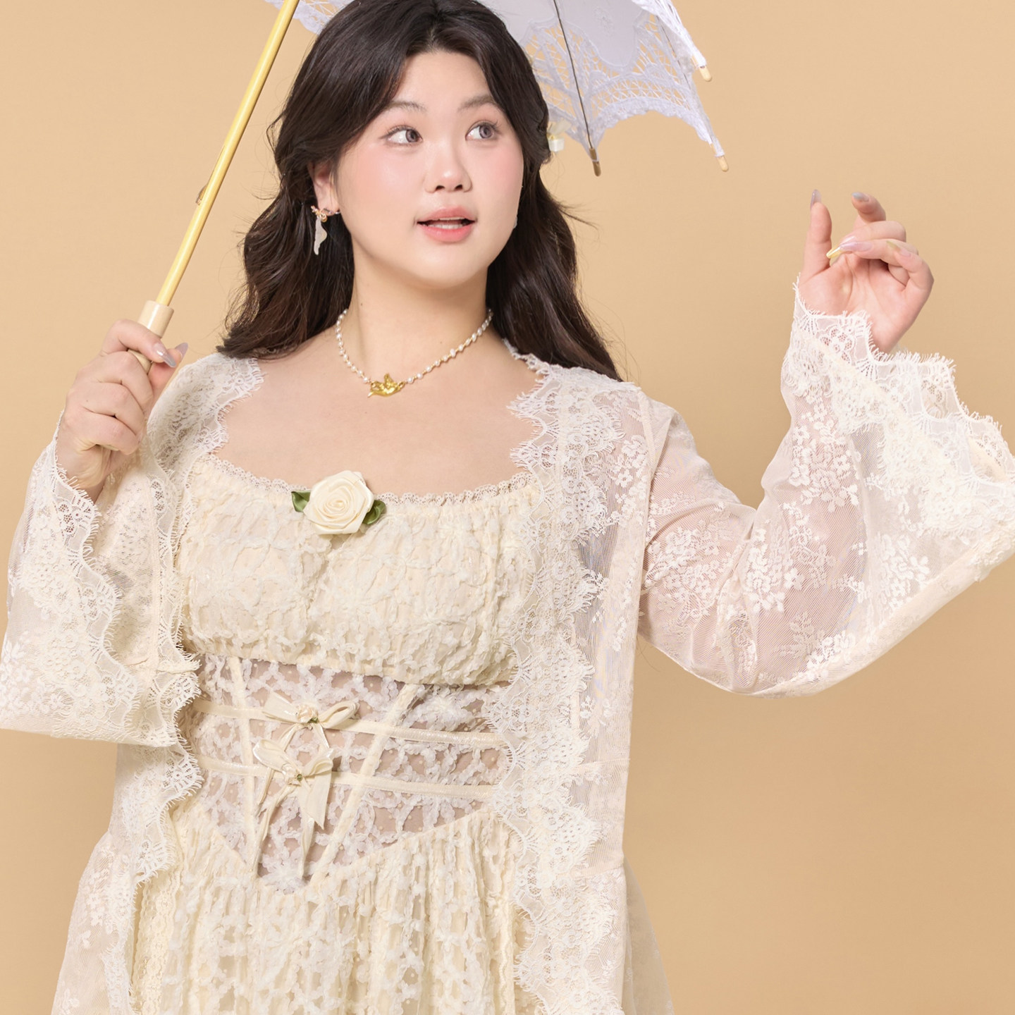 LaceMade大码女装 芭提雅假日 夏季百搭法式蕾丝开衫防晒上衣胖mm