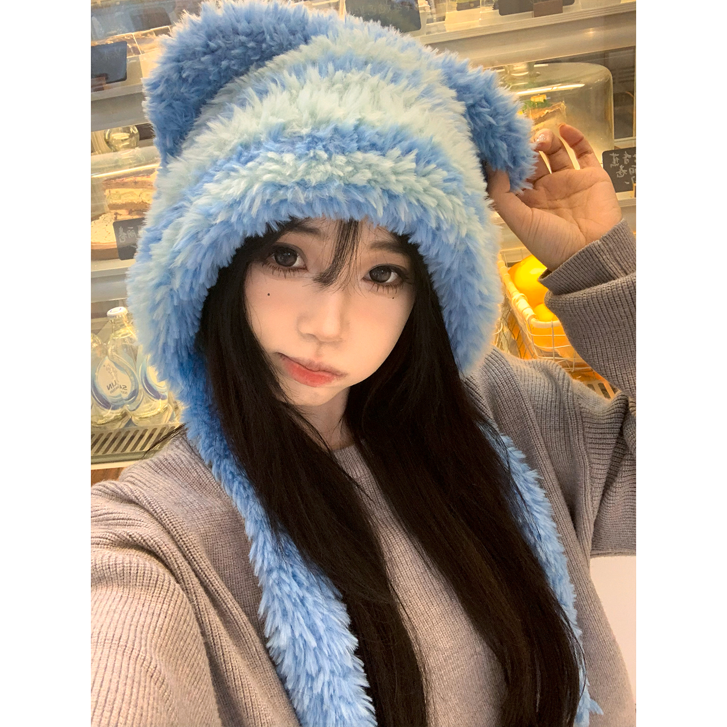 2025新款毛绒帽子女秋冬季可爱