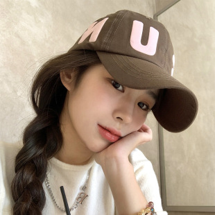 字母棒球帽女深顶宽帽檐大头围百搭鸭舌帽美式 软顶显脸小防晒帽子