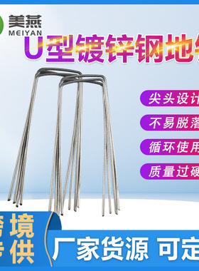 U型地布钉防草布地钉大棚地膜钉园艺钢钉草坪镀锌斜尖固定器厂家