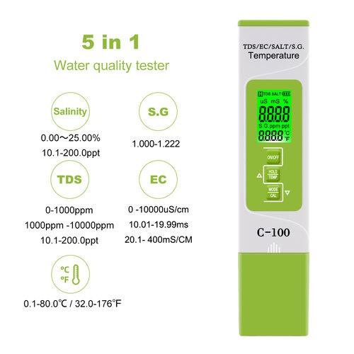 便携式C-100盐度计TDS计EC电导率海水卤水盐度计检测 水质检测仪