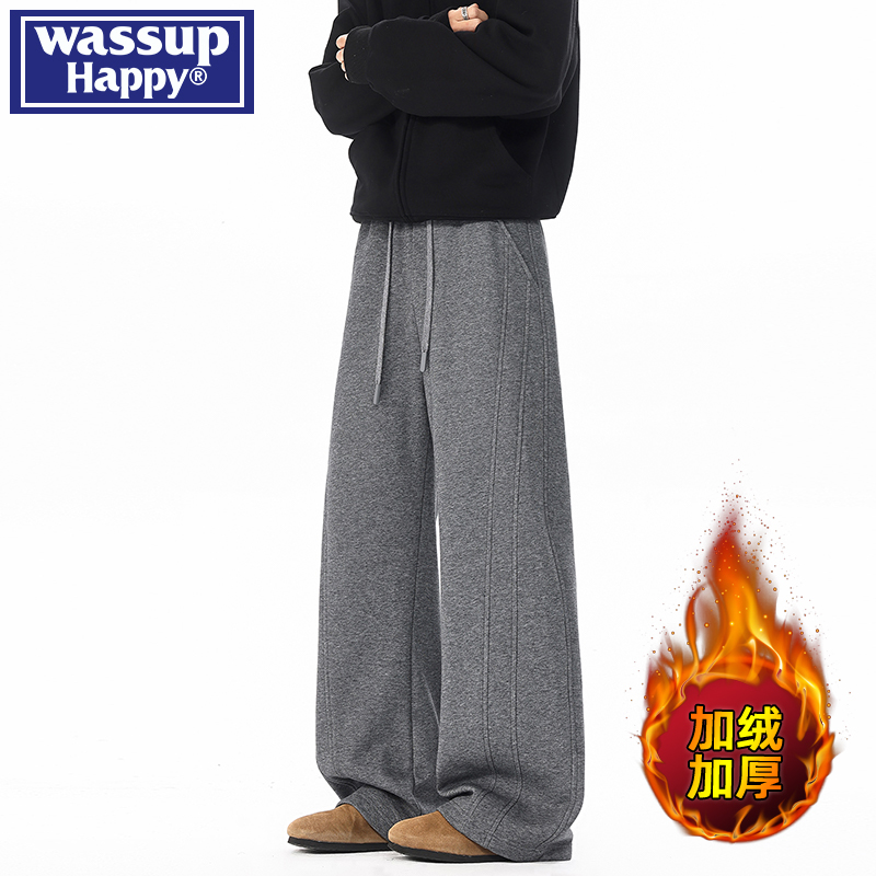 WASSUPHAPPY老钱风抽绳休闲裤子