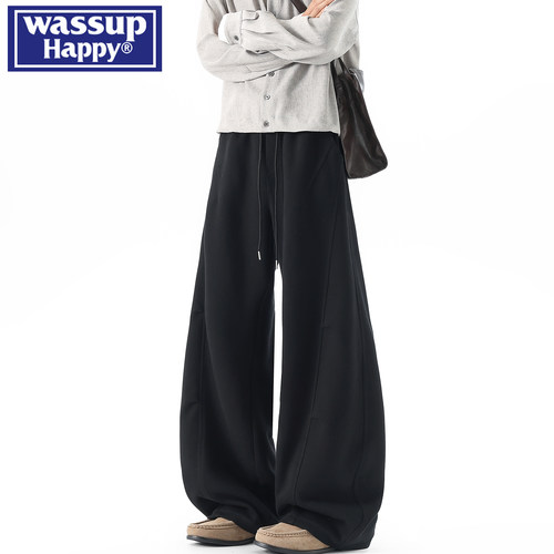 WASSUPHAPPY美式褶皱弯刀卫裤男