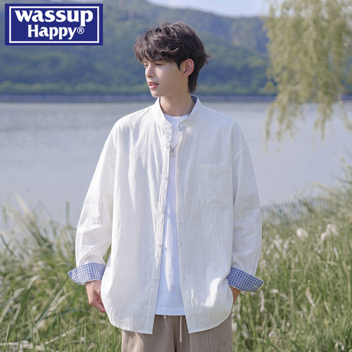 WASSUPHAPPY新中式立格子衬衫男
