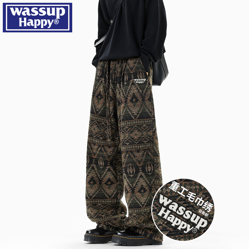 WASSUPHAPPY秋季休闲直筒裤子男