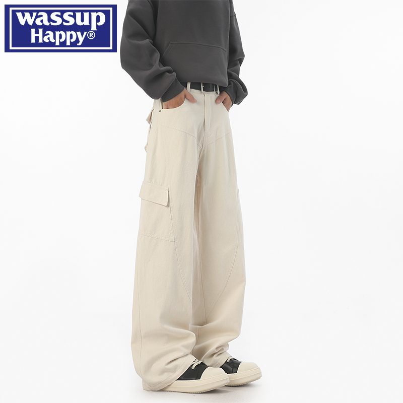 WASSUPHAPPY秋冬直筒休闲裤子男