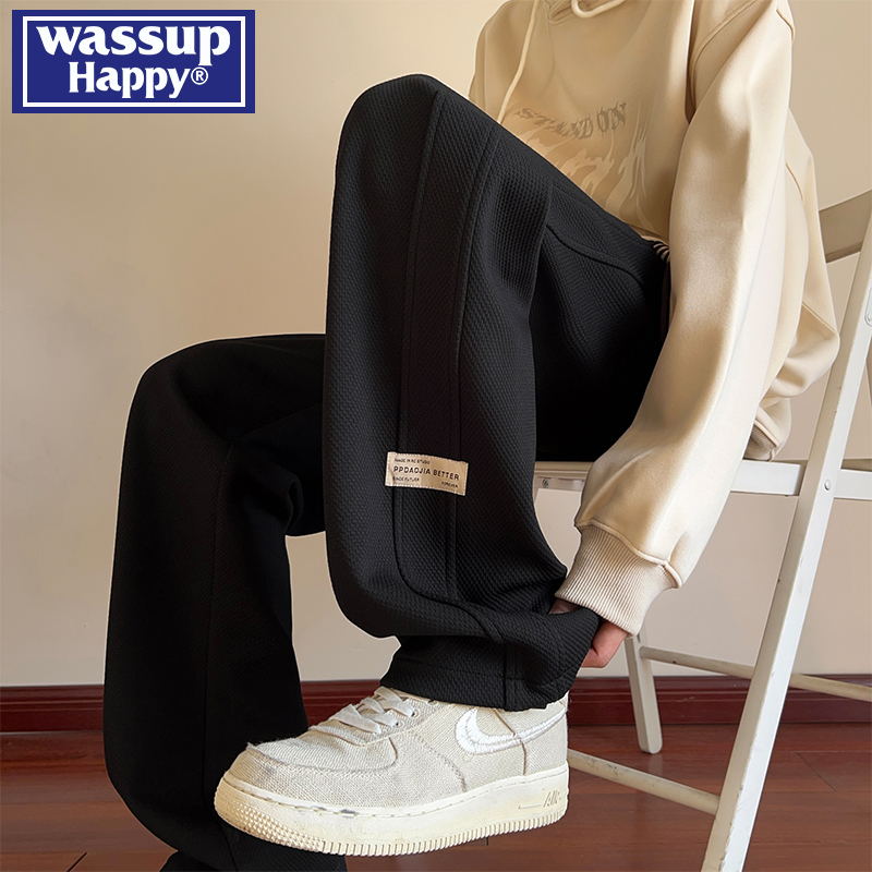 WASSUPHAPPY秋冬直筒休闲裤子男