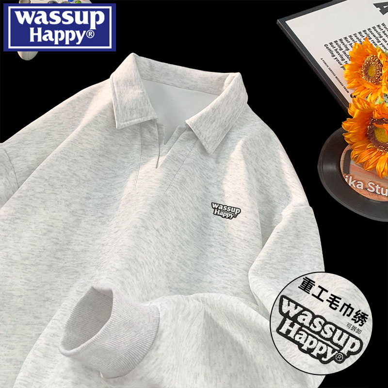 WASSUPHAPPY美式假两件翻领卫衣