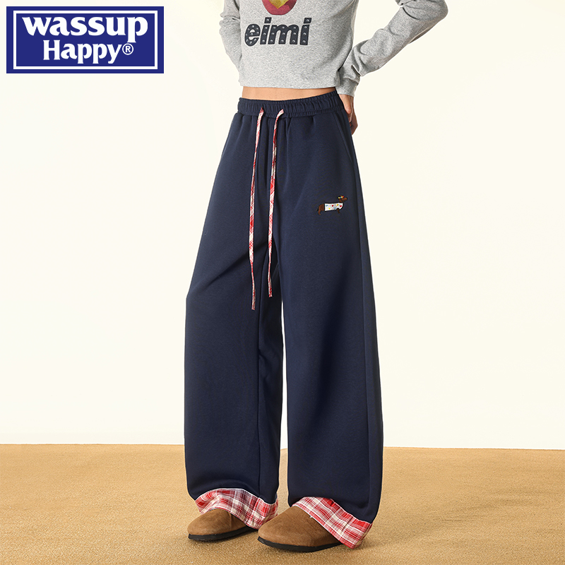 WASSUPHAPPY秋冬直筒休闲裤子男
