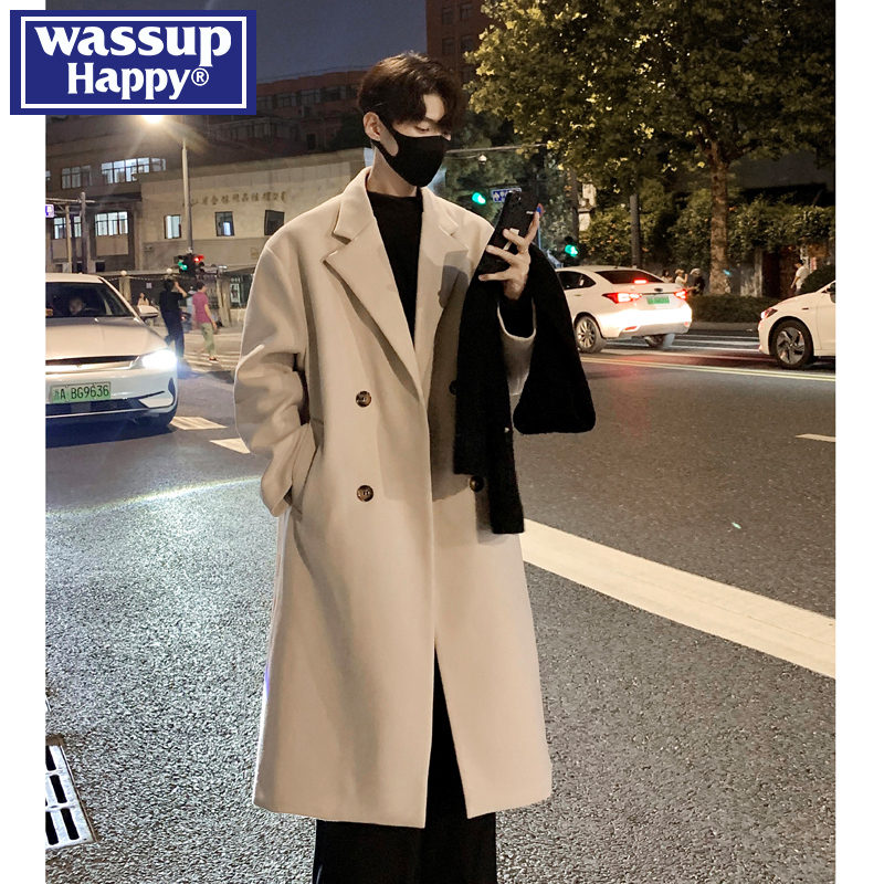 WASSUPHAPPY秋冬季毛呢大衣男