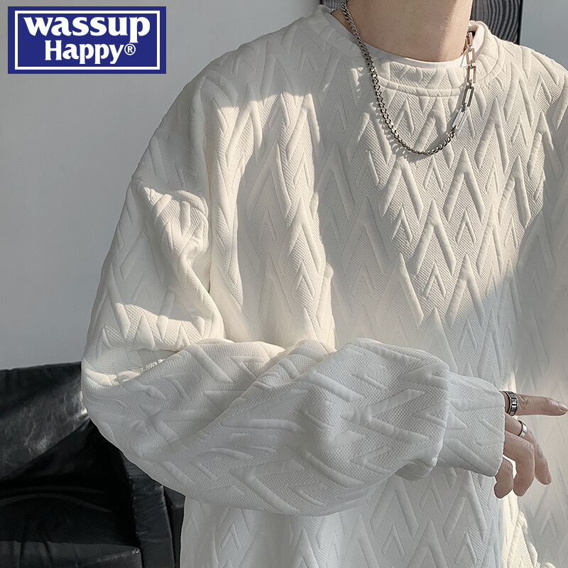 WASSUPHAPPY春秋重磅圆领卫衣男